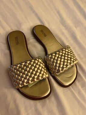 MICHAEL Michael Kors Amelia Braided Gold Sandal